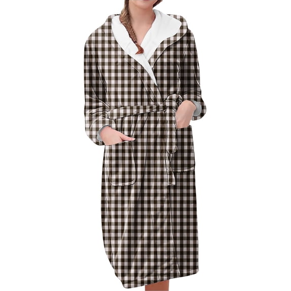 MEICHEN Plush Robes for Women Women's Fleece Plush Robe Long Warm Plush Bathrobe Loungewear Jacket Printed Comfort Robe Womens Robes