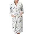 thumbnail image 1 of MEICHEN Plush Robes for Women Women's Fleece Plush Robe Long Warm Plush Bathrobe Loungewear Jacket Printed Comfort Robe Womens Robes, 1 of 5