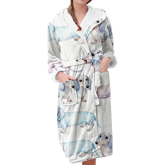 MEICHEN Plush Robes for Women Women's Long Nightgown with Pockets Up To The Ankle Hooded and Waisted Suitable for Home Use Women's Robes