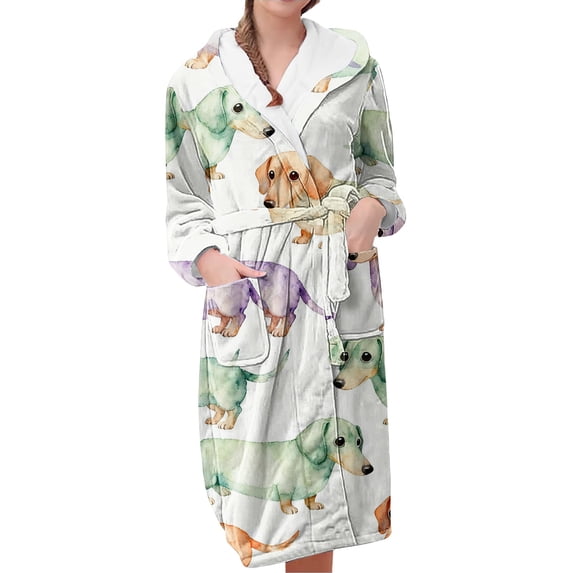 MEICHEN Plush Robes for Women Women's Long Nightgown with Pockets Up To The Ankle Hooded and Waisted Suitable for Home Use Womens Robes