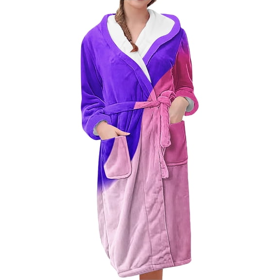 MEICHEN Plush Robes for Women Women's Long Warm Trendy Long Sleeve Winter Bathrobe Pajamas Women's Robes