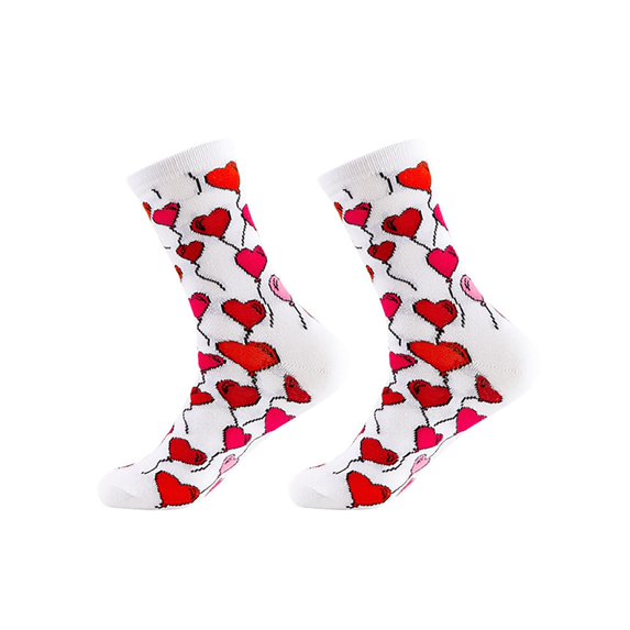 MEICHEN Red Funny Novelty Valentines Day Stockings Heart Lips Pattern Cotton Crew Socks for Couples Hers Romantic Gifts