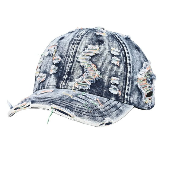 MEICHEN Retro Ripped Denim Baseball Cap for Women Fashion Solid Color Distressed Sports Sun Hat Women's Trucker Hat