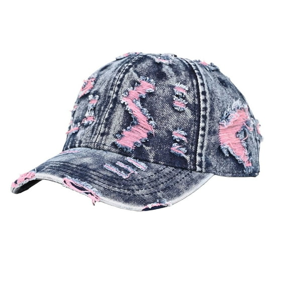 MEICHEN Retro Ripped Denim Baseball Cap for Women Fashion Solid Color Distressed Sports Sun Hat Women's Trucker Hat