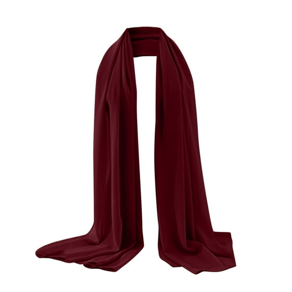 MEICHEN Scarf for Women Soft Solid Color Shawl Silk Scarf Elegant Pearl Chiffon Shawl Muslim Hijab Lightweight Silk Scarf Red