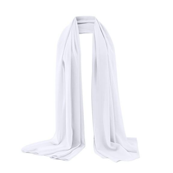 MEICHEN Scarf for Women Soft Solid Color Shawl Silk Scarf Elegant Pearl Chiffon Shawl Muslim Hijab Lightweight Silk Scarf White