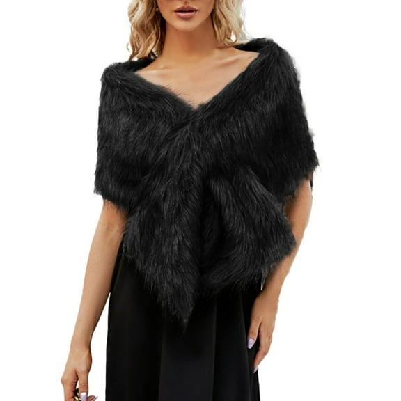 MEICHEN Shawl Wraps for Women, Luxurious Faux Fur Knowledge Scarf Wrap Lady Collar Shruging Cape Wedding Dinner Party Poncho, Fall Winter Fashion Accessories
