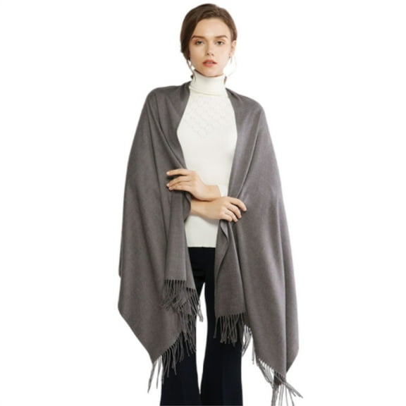 MEICHEN Shawl Wraps for Women Casual Soft Solid Shawl Wrap Fashion Warm Neck with Fringes Pashmina Scarf Summer Accessories Gray