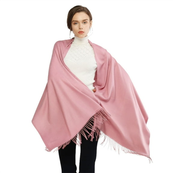 MEICHEN Shawl Wraps for Women Casual Soft Solid Shawl Wrap Fashion Warm Neck with Fringes Pashmina Scarf Summer Accessories Pink