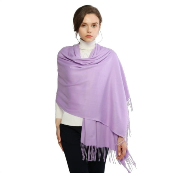 MEICHEN Shawl Wraps for Women Casual Soft Solid Shawl Wrap Fashion Warm Neck with Fringes Pashmina Scarf Summer Accessories Purple