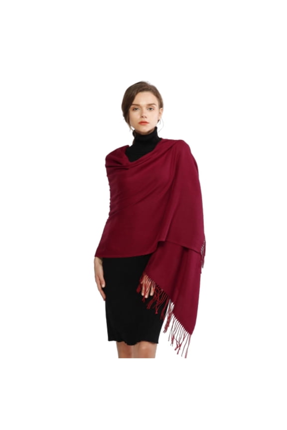 Shawl Wraps for Women Casual Soft Solid Shawl Wrap Fashion Warm Neck with Fringes Pashmina Scarf Summer Accessories Red