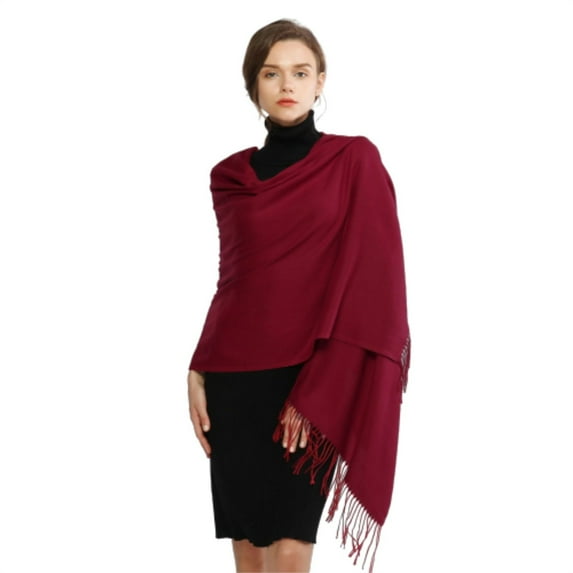 MEICHEN Shawl Wraps for Women Casual Soft Solid Shawl Wrap Fashion Warm Neck with Fringes Pashmina Scarf Summer Accessories Red