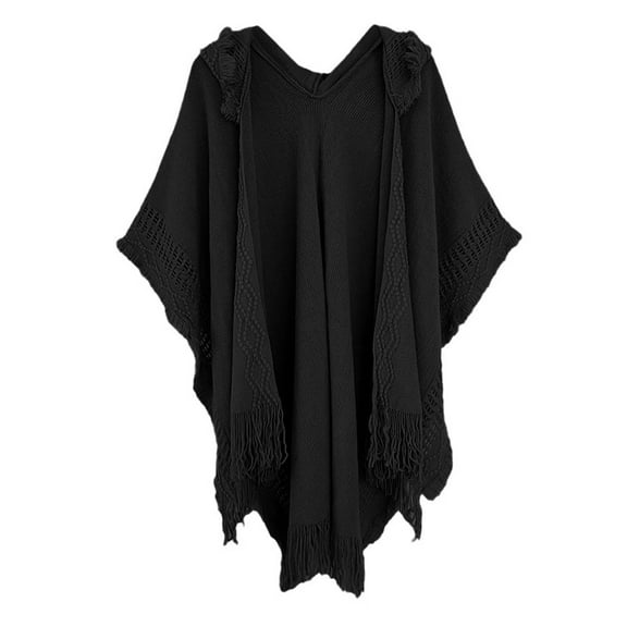 MEICHEN Shawl Wraps for Women, Ladies' Hooded Cape with Fringed Crochet Poncho Knitting Patterns for Women, Fall Winter Fashion Accessories
