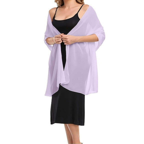 MEICHEN Shawl Wraps for Women Sheer Elegant Evening Dresses Solid Color Chiffon Soft Silky Wedding Bridal Scarf Summer Accessories Purple