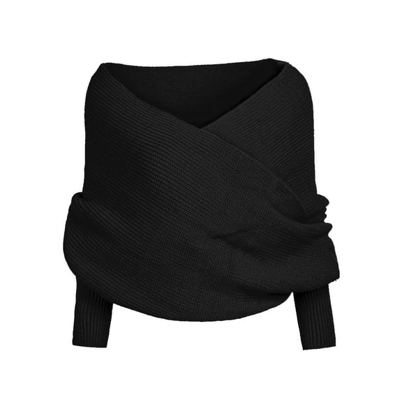 MEICHEN Shawl Wraps for Women, Winter Warm Sweater Scarf with Sleeves Solid Color Knitted Pullover Shawl and Scarf, Fall Winter Fashion Accessories
