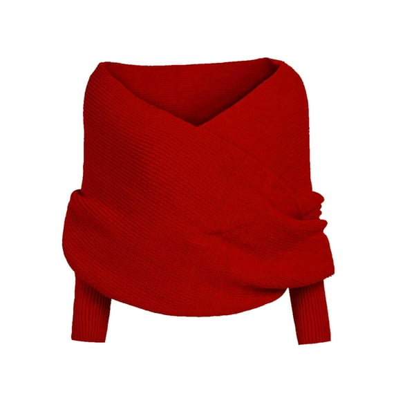 MEICHEN Shawl Wraps for Women, Winter Warm Sweater Scarf with Sleeves Solid Color Knitted Pullover Shawl and Scarf, Fall Winter Fashion Accessories