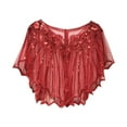 thumbnail image 1 of MEICHEN Shawl Wraps for Women, Women Cape Crochet Lace All Mesh Summer Beaded Sequin Flapper Dress Shawl for Party, Fall Winter Fashion Accessories, 1 of 4