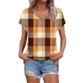 thumbnail image 1 of MEICHEN Short Sleeve Shirts Womens Fashion Casual Print V Neck T Shirt Plus Size Tops Loose Fit Blouse, 1 of 9