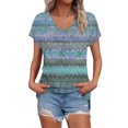 thumbnail image 1 of MEICHEN Short Sleeve Shirts Womens Fashion Casual Print V Neck T Shirt Plus Size Tops Loose Fit Blouse, 1 of 9