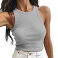 thumbnail image 1 of MEICHEN Short Tops Solid Women's Vest Color Sleeveless Tank Neck Round Women's Blouse Summer Fall Essentials Fashion Clothes, 1 of 4