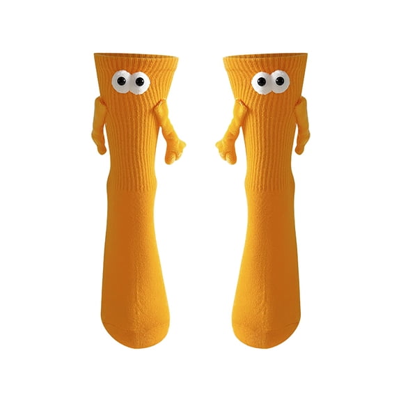 MEICHEN Socks for Delicate Ladies Fashion Couple Holding Hands Socks Pull Tube Socks Female Cute Magnet Pile Socks Women's Accessories Orange