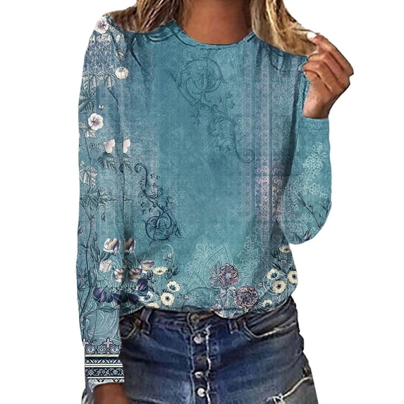 MEICHEN Spring Shirts for Women Long Sleeve Crewneck Going Out Pullover Tops Business Workout Shirts