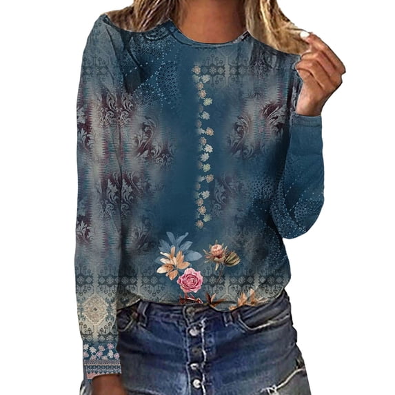 MEICHEN Spring Shirts for Women Long Sleeve Crewneck Going Out Pullover Tops Business Workout Shirts