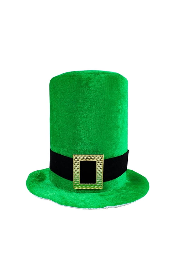 St. Patrick's Day Green High Top Hat for Women Fashion Shamrock Print Dress Up Party Hat Womens Clothing Accessory