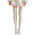thumbnail image 1 of MEICHEN Stockings for Elegant Women Fashion Knee Length Striped Coral Fleece Socks Long Tube Socks Warm Sleeping Socks Thickened Striped Floor Socks Winter Accessories Yellow, 1 of 4
