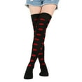 thumbnail image 1 of MEICHEN Stockings for Pretty Women Fashion Valentine's Day Womens Stockings Thigh High Over The Knee Socks Heart Lips Pattern Long Knee High Socks for Women Women's Accessories Black, 1 of 7