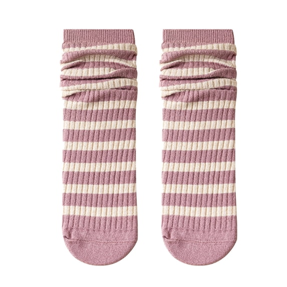 MEICHEN Stockings for Women Women Striped Socks Mid Tube Autumn and Qinter All Long Tube Pure Cotton Pile Socks All Seasons Fashion Must Have