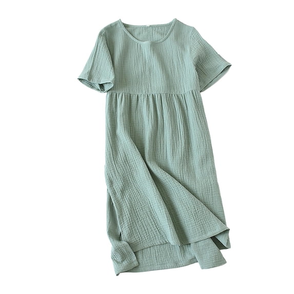 MEICHEN Summer Sleep Dresses for Women Women's Cotton Crepe Short Sleeved Large Size Loose Home Skirt Womens Home Essentials Fashion Clothing