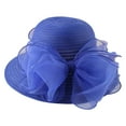thumbnail image 1 of MEICHEN Tea Party Hats for Women Elegant Church Wedding Cap Summer Wide Brim Beach Sun Hat Plain Church Hat Blue, 1 of 4