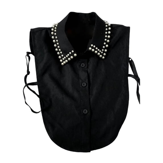 MEICHEN Trendy Pearl Decoration Fake Collar for Women Solid Color Elegant Detachable Collar