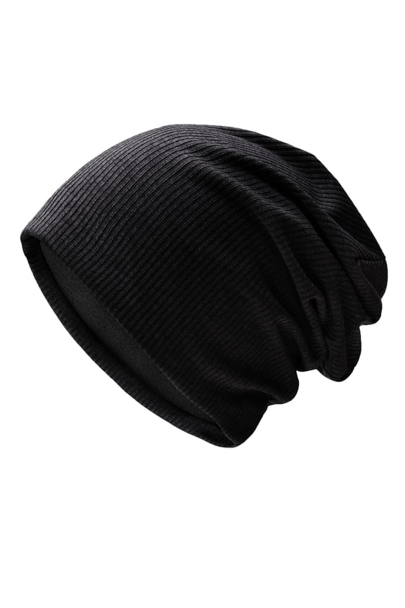 Trendy Unisex Beanie Men's and Women's Lightweight Slouch Beanie Solid Color Knitted Hats Soft Hat for Autumn and Winter Winter Accessories Black