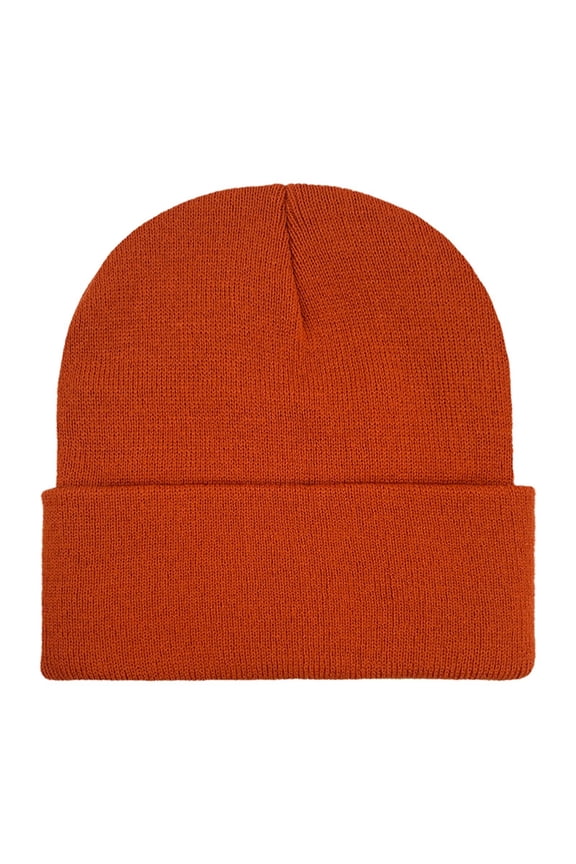 Trendy Unisex Beanie Unisex Beanie Winter Knitted Cuffed Soft Warm Hat for Men/Women Ski Watch Cap Winter Accessories Orange