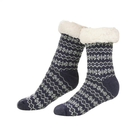 MEICHEN Trendy Unisex Socks Women's Winter Soft Warm Cozy Fleece Lined Fuzzy Slipper Socks With Winter Accessories Blue