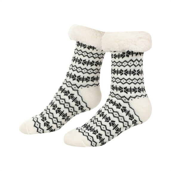 MEICHEN Trendy Women's and Men's Socks Women's Winter Soft Warm Cozy Fleece Lined Fuzzy Slipper Socks With Winter Accessories White