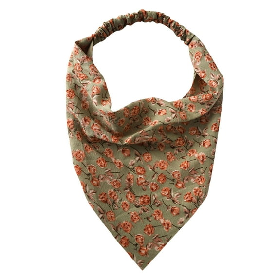 MEICHEN Turbans for Women Floral Hair Headwear Print Hair Scarf Triangle Hair Kerchief With Ties Head Scarf Women's Headbands Green