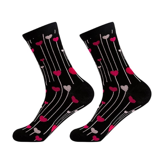 MEICHEN Hers Valentines Day Gifts Red Heart Lips Pattern Cotton Stockings Funny Novelty Crew Socks for Women