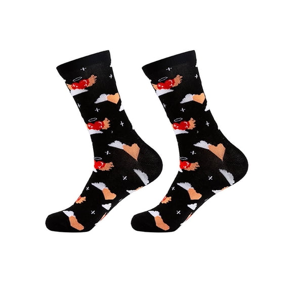 MEICHEN Hers Valentines Day Gifts Red Heart Lips Pattern Cotton Stockings Funny Novelty Crew Socks for Women