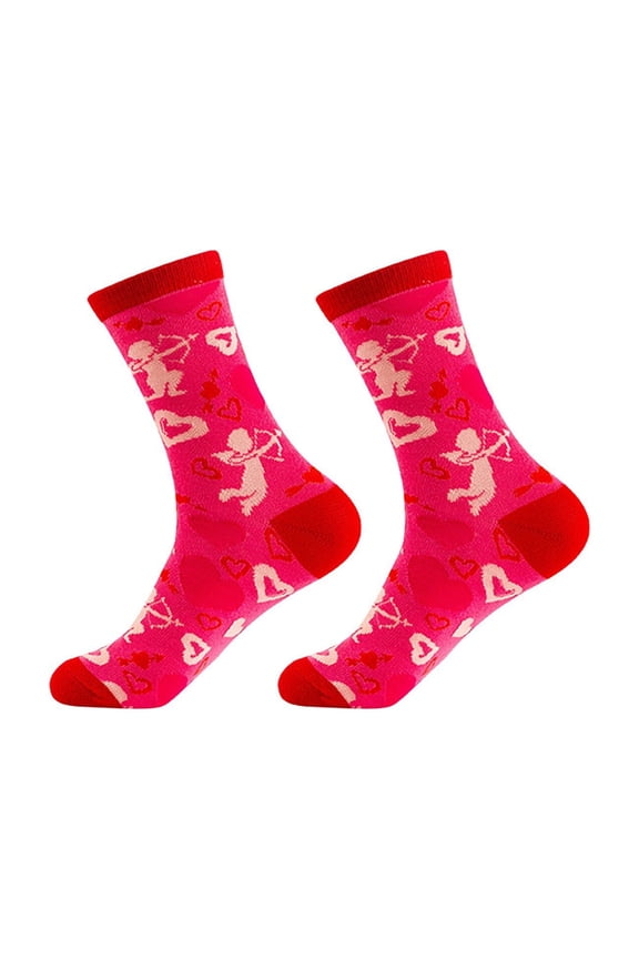 Valentines Day Lips Printed Cotton Crew Socks for Women Hers Funny Novelty Gifts