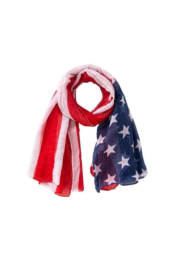 Voile USA Flag Scarf Americana Flag Shawl Patriotic Wrap for Men and Women Summer Accessories Fall Fashion Essentials
