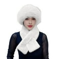 thumbnail image 1 of MEICHEN Warm Set for Women, 2 Pcs Winter Hat Scarf Set Fuzzy Thickened Windproof Warm Neck Wrap Solid Color Dome Fisherman Hat, Fall Winter Fashion Accessories, 1 of 4
