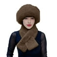 thumbnail image 1 of MEICHEN Warm Set for Women, 2 Pcs Winter Hat Scarf Set Fuzzy Thickened Windproof Warm Neck Wrap Solid Color Dome Fisherman Hat, Fall Winter Fashion Accessories, 1 of 4