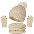 thumbnail image 1 of MEICHEN Warm Set for Women, 3Pcs Winter Beanie Hat Scarf Screen Gloves Sets Girls Classic Knit Warm Chunky Fleece Set, Fall Winter Fashion Accessories, 1 of 4
