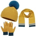 thumbnail image 1 of MEICHEN Warm Set for Women, Autumn Winter Warm Wool Hat Scarf Gloves 3 Pieces Set Cute Knit Cap Screen Mittens Scarves Sets, Fall Winter Fashion Accessories, 1 of 6
