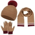 thumbnail image 1 of MEICHEN Warm Set for Women, Autumn Winter Warm Wool Hat Scarf Gloves 3 Pieces Set Cute Knit Cap Screen Mittens Scarves Sets, Fall Winter Fashion Accessories, 1 of 5