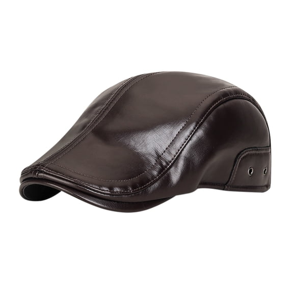 MEICHEN Winter Coldproof Leather Visor Hat for Men Thickened Windproof Outdoor Baseball Cap for Middle And Elderly