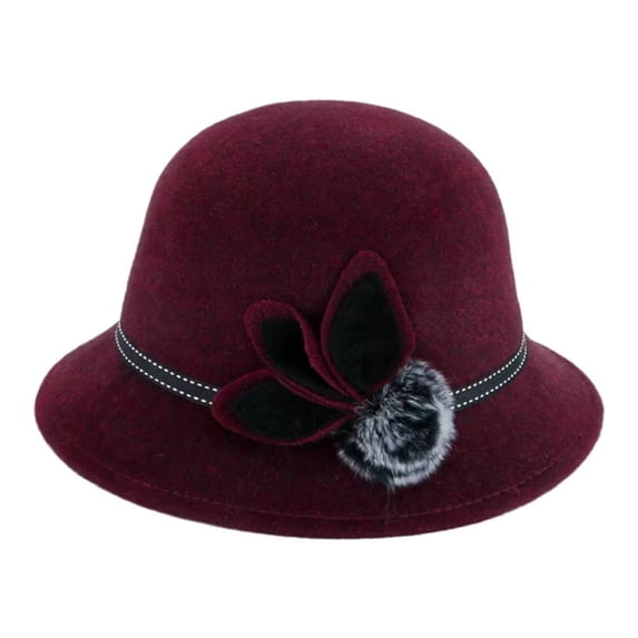 MEICHEN Winter Fuzzy Cloche Hat for Women Elegant Fashion Short Brim Bucket Hat Womens 1920s Accessories for Daily Church Party